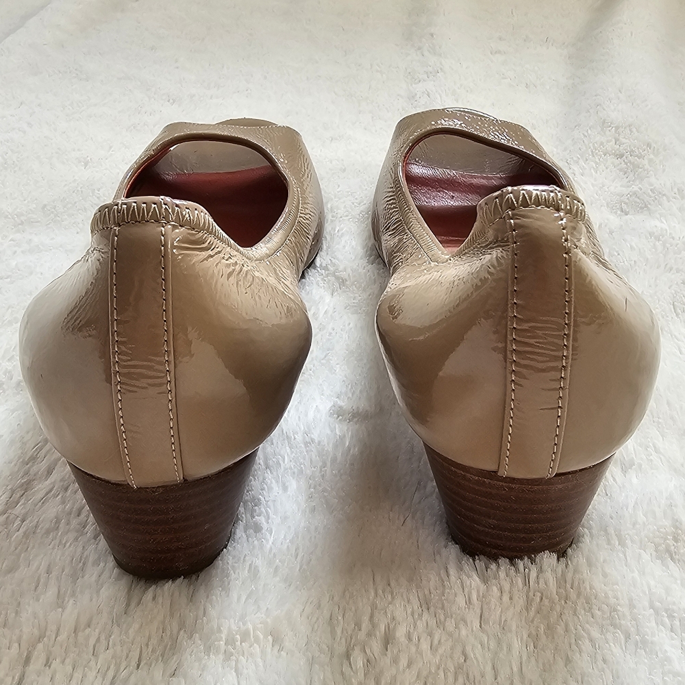 Cole Haan x Nike Air Women's Patent Leather Tan Peep Toe Shoes sz 7B - Picture 6 of 8